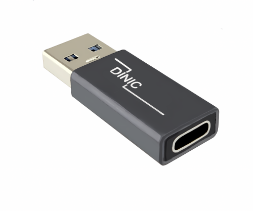 DINIC Adapter, USB A Stecker auf USB C Buchse, 3 Stück Alu, space grey